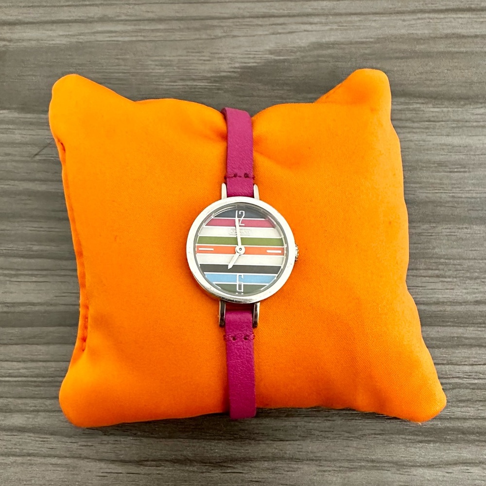 Coach Legacy Stripe Watch with Pink Leather strap